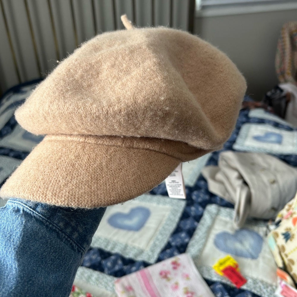 Free People Tan Wool Newsboy Cap